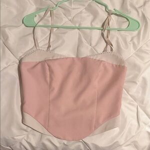 White Fox Boutique Pink and White Bustier Top